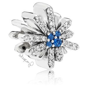EUC Pandora 797518NCB Sterling Silver Dazzling Fireworks Charm w/ Blue Crystals